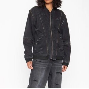 Sandrine Rose x Free People Black Bomber Jacket size L